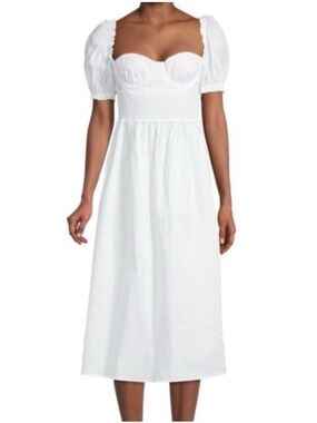 WeWoreWhat | corset puff sleeve cotton poplin midi dress